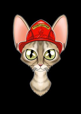 Firefighter Devon Rex Cat