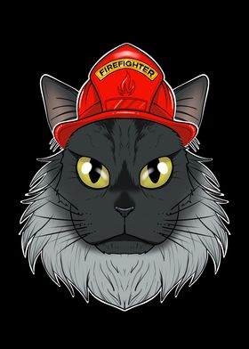 Firefighter Maine Coon Cat