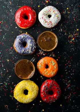 Set of colored donuts