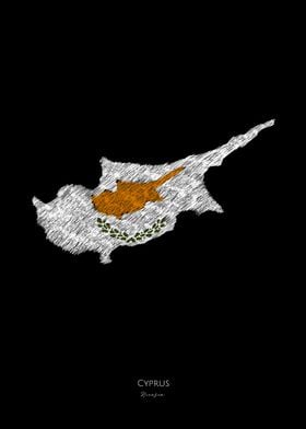 Cyprus Flag Map Line Art