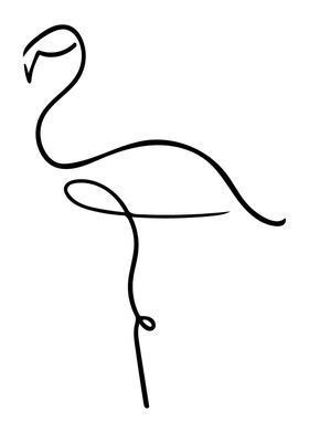 Flamingo Line Art Minimal