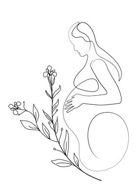 Woman Pregnant With Flower