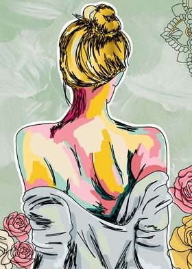 Colorful woman floral art