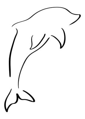 Dolphin Line Art Minimal