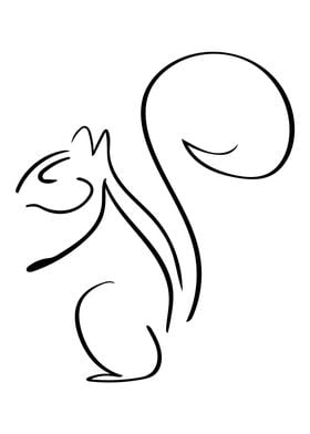 Squirrel Line Art Minimal