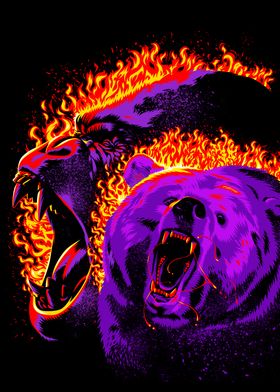 Bear and gorilla fire
