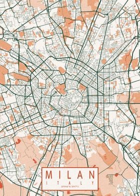 Milan City Map Bohemian