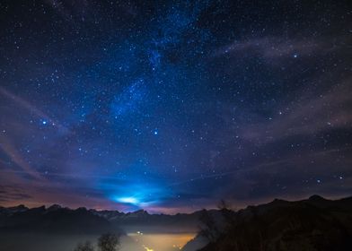 Night on the alps under st