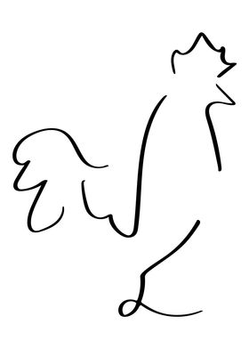 Rooster Line Art Minimal