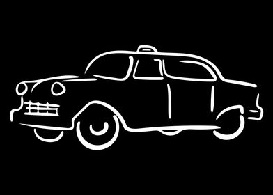 Cab Car Line Art Minimal