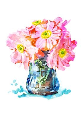 Watercolor Flower Pot