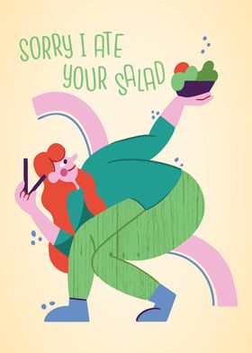 Funny Vegan Salad Poster