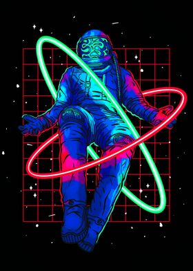 Neon Astronaut In Space