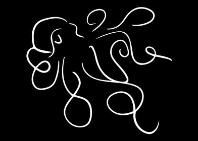 Octopus Line Art Minimal