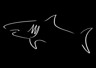 Shark Line Art Minimal