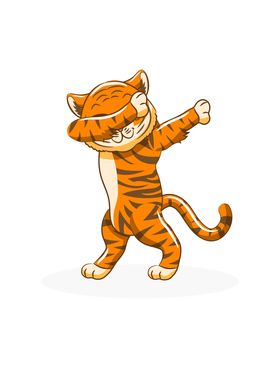 Dabbing dance white tiger