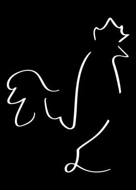 Rooster Line Art Minimal