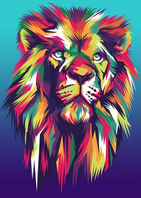 Lion WPAP Art Poster