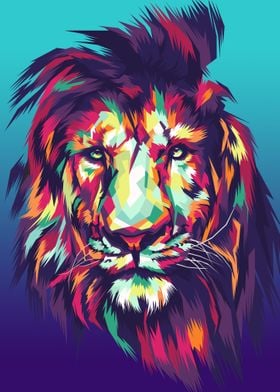 Lion WPAP Art Poster