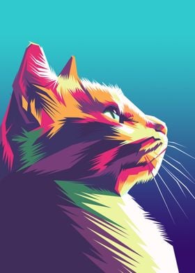 Cat WPAP Art Poster