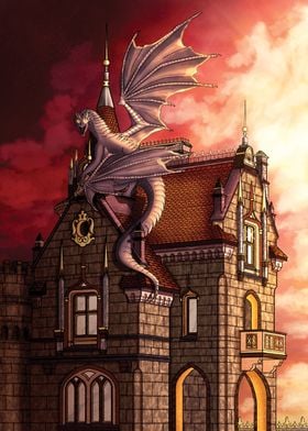 Magic castle with dragon
