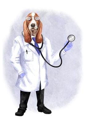 Funny Hound Dog Doctor
