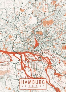 Hamburg City Map Bohemian