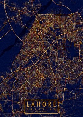 Lahore Map City At Night