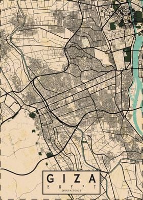 Giza City Map Vintage