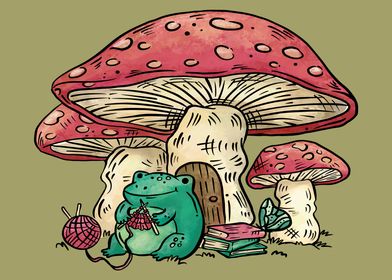 Frog and mushroom house