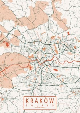 Krakow City Map Bohemian