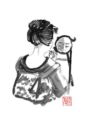 geisha in the mirror