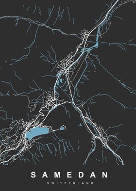 SAMEDAN Map SWITZERLAND 