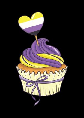 Nonbinary Pride Cupcake