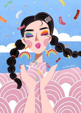 Rainbow Confetti Lady