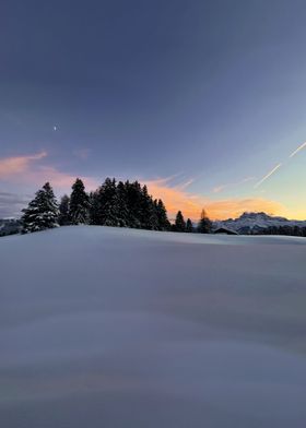 Winter Mountain Icy Sunset