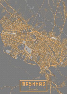 Mashhad City Map Bauhaus