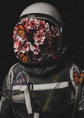 Astronaut and flower