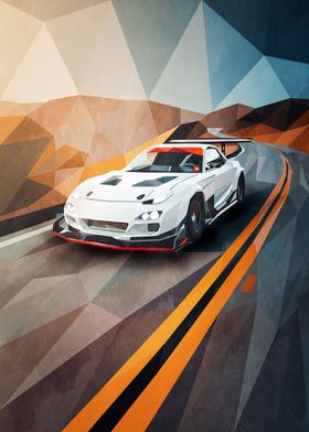 Mazda RX7 Low Poly Art