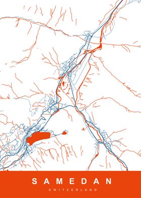 SAMEDAN Map SWITZERLAND 