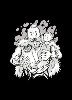 Viking father and baby