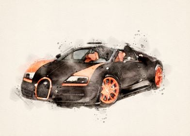 bugatti veyron watercolor