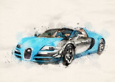 bugatti veyron watercolor