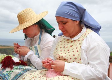 Women making handicraft