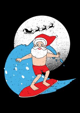 Summer Surfing Santa Claus