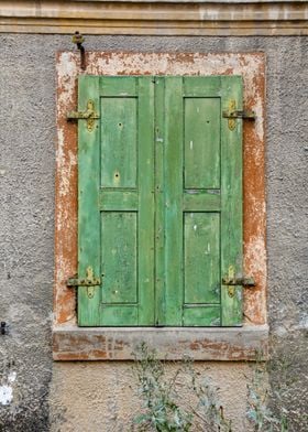 Closed green shutters