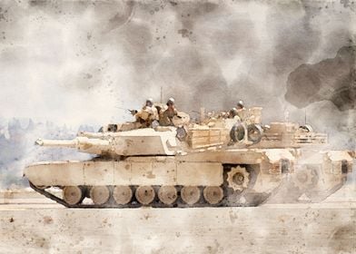 am 1 abrams in watercolor