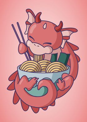 Cute Japanese Ramen Dragon