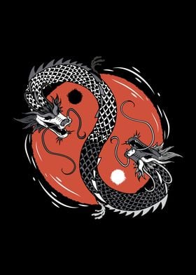 Yin Yang Asian Dragon