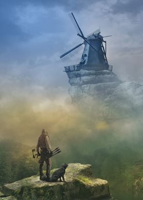 scenery with windmill